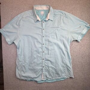 JB Holt Shirt Mens XXXL Athletic Fit Short Sleeve Button Down‎ Shirt Blue 3XL